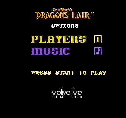 Dragon's Lair title screen for Famicom